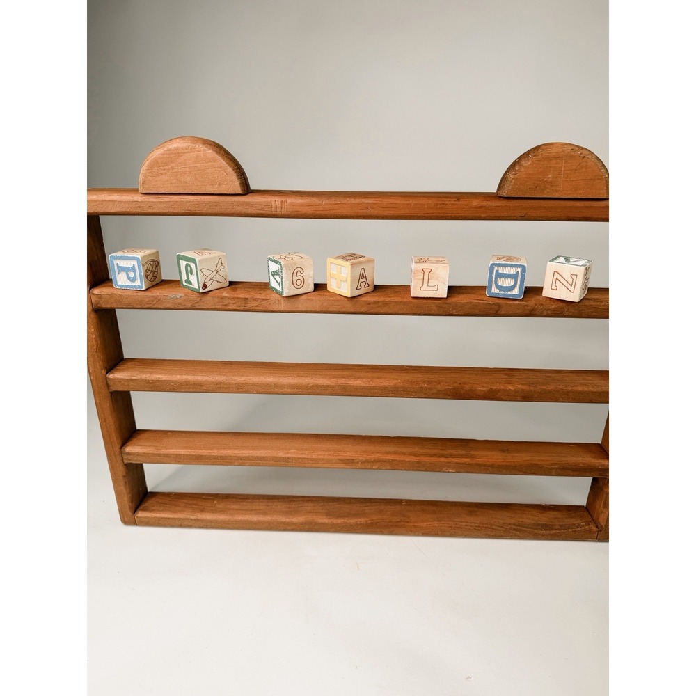 Vintage Wooden 4 Tier Nursery Wall Shelf Kids Room Book Display Shelf